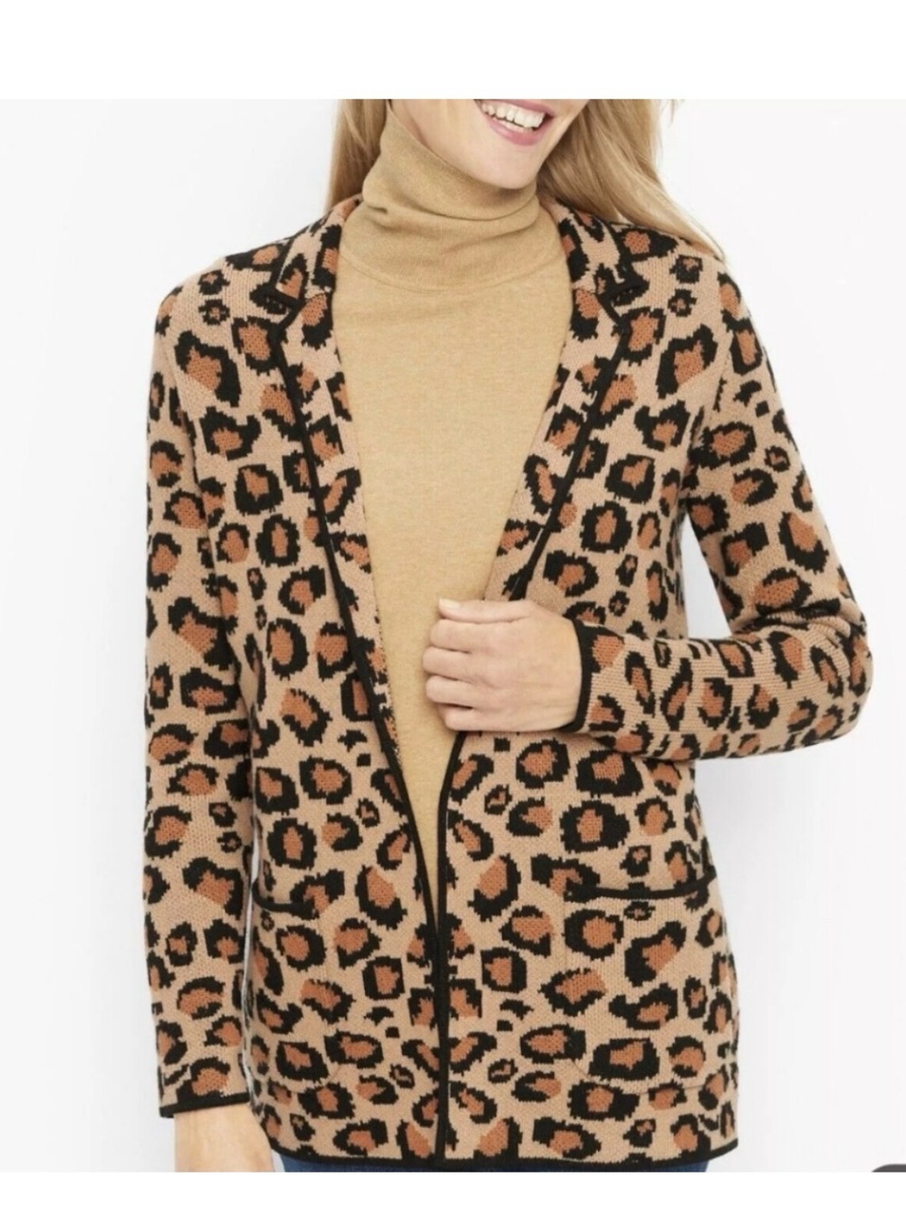 Talbots Black and Brown Patterned Wool Blend Blazer